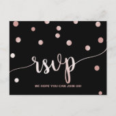 Roos Gold & Black Glam Confetti Song Request RSVP Uitnodiging Briefkaart (Voorkant)