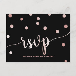 Roos Gold & Black Glam Confetti Song Request RSVP Uitnodiging Briefkaart