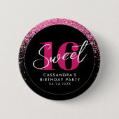 Roos Gold & Black Glam Sweet Sixteen Birthday Ronde Button 5,7 Cm (Voorkant)