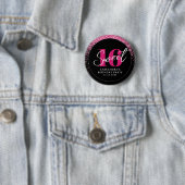 Roos Gold & Black Glam Sweet Sixteen Birthday Ronde Button 5,7 Cm (In situ)