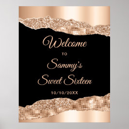 Roos Gold Black Glam Tears Sweet Sixteen Welkom Poster
