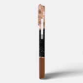 Roos Gold Black Glitter Bling Monogram Naam Case-Mate iPhone Case (Achterkant / Links)