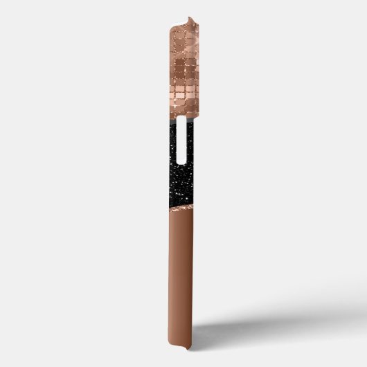 Roos Gold Black Glitter Bling Monogram Naam Case-Mate iPhone Case (Achterkant / Rechts)