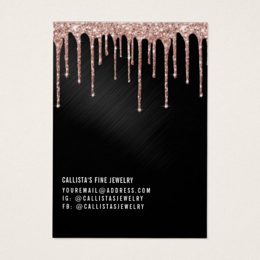 Roos Gold Black Glitter Drip Ketting Kaart (Achterkant)