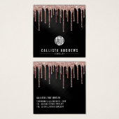 Roos Gold Black Glitter Drip Logo Ketting Display Vierkante Visitekaartjes (Voorkant /achterkant)