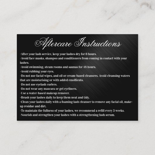 Roos Gold Black Glitter Drips Lashes Nazorg Visitekaartje (Achterkant)