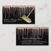 Roos Gold Black Glitter Drips reinigingsservice Visitekaartje (Voorkant / Achterkant)