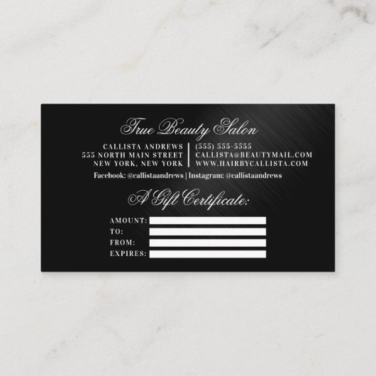 Roos Gold Black Glitter Druppels Cadeaubon Visitekaartje (Achterkant)