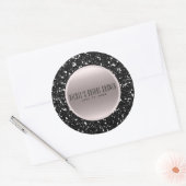 Roos Gold Black Glitter Elegant Wedding Favor Ronde Sticker (Envelop)