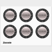 Roos Gold Black Glitter Elegant Wedding Favor Ronde Sticker (Vel)