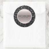 Roos Gold Black Glitter Elegant Wedding Favor Ronde Sticker (Tas)