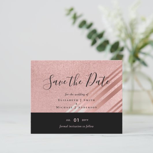 Roos Gold Black Glitter look WEDING SAVE DATE (Staand voorkant)