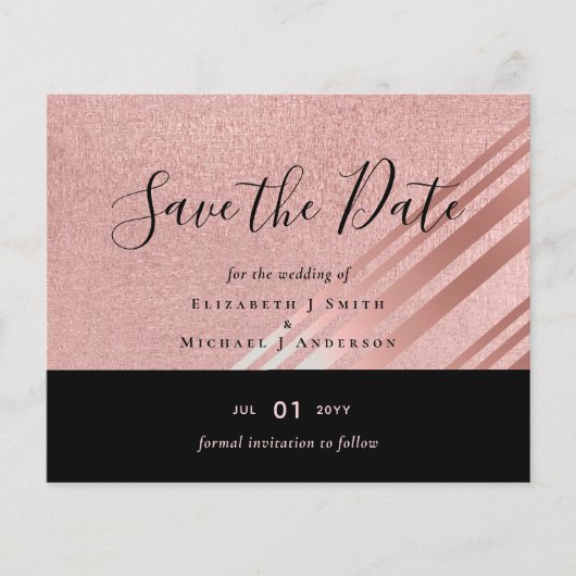 Roos Gold Black Glitter look WEDING SAVE DATE (Voorkant)