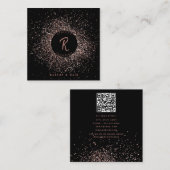 Roos Gold Black Glitter Makeup Hair QR-code Vierkante Visitekaartje (Voorkant / Achterkant)