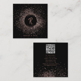 Roos Gold Black Glitter Makeup Hair QR-code Vierkante Visitekaartje
