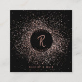 Roos Gold Black Glitter Makeup Hair QR-code Vierkante Visitekaartje (Voorkant)