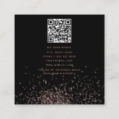Roos Gold Black Glitter Makeup Hair QR-code Vierkante Visitekaartje (Achterkant)