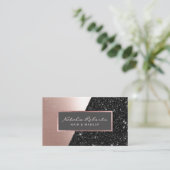 Roos Gold Black Glitter Modern Beauty Salon Spa Visitekaartje (Staand voorkant)