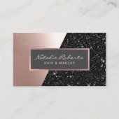 Roos Gold Black Glitter Modern Beauty Salon Spa Visitekaartje (Voorkant)