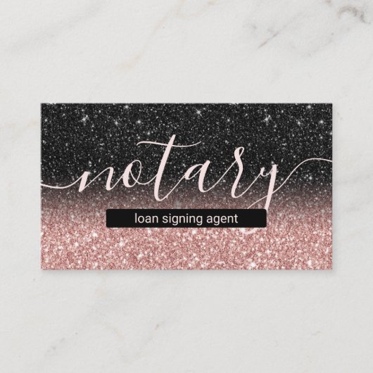 Roos Gold Black Glitter Notional Loan Signing Agen Visitekaartje (Voorkant)