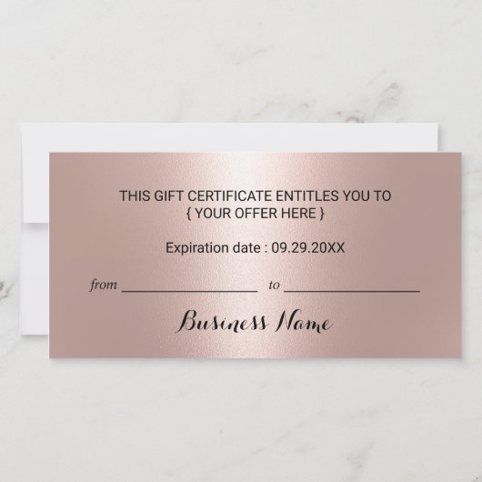 Roos Gold Black Glitter Salon Spa Cadeaubon (Achterkant)