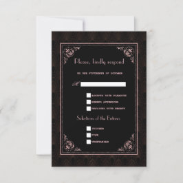 Roos Gold Black Great Gatsby Art Deco Wedding RSVP Kaartje