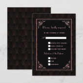 Roos Gold Black Great Gatsby Art Deco Wedding RSVP Kaartje (Voorkant / Achterkant)