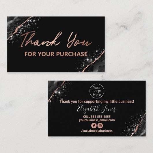 Roos Gold Black Hartelijk dank voor uw aankoop Visitekaartje (Voorkant / Achterkant)