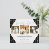 Roos Gold Black Hexagon Geometric Save the Date (Staand voorkant)