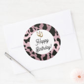 Roos Gold & Black Koe Spots Verjaardag Ronde Sticker (Envelop)