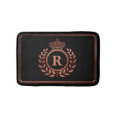 Roos Gold Black Laurel Wreath Crown Monogrammed Badmat (Voorkant)