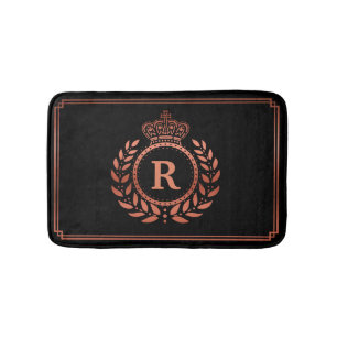 Roos Gold Black Laurel Wreath Crown Monogrammed Badmat