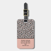 Roos Gold Black leopard Print Blush PinkTrendy Bagagelabel (Voorkant verticaal)