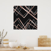 Roos Gold Black Lineaar Triangle Abstract Patroon Poster (Keuken)