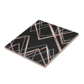 Roos Gold Black Lineaar Triangle Abstract Patroon Tegeltje (Zijkant)
