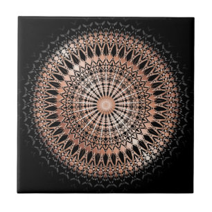 Roos Gold Black Mandala Tegeltje