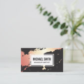 Roos Gold Black Marmer Achtergrond Visitekaartje (Staand voorkant)