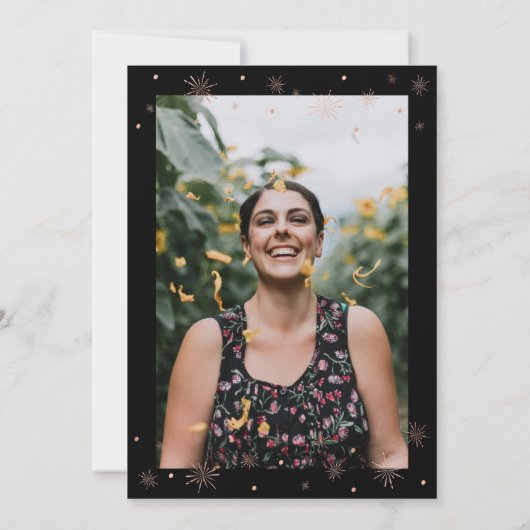 Roos Gold & Black Modern Chic Adult Birthday Kaart (Achterkant)