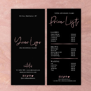 Roos Gold Black — prijslijst met services Reclamekaart