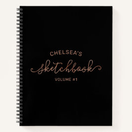 Roos Gold Black Script Calligraphy Name Sketchbook Notitieboek