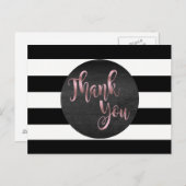 Roos Gold Black Striped Bedankt voor je bruiloft Briefkaart (Voorkant / Achterkant)