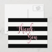 Roos Gold Black Striped Bedankt voor je bruiloft Briefkaart (Voorkant / Achterkant)