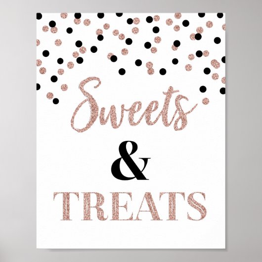 Roos Gold Black Sweets & Treatment Dessert Table Poster (Voorkant)