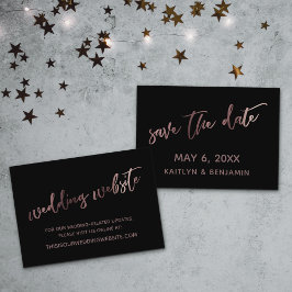 Roos Gold Black Wedding Website Save the Date Kaar Visitekaartje