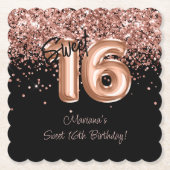 Roos Gold Blacki Sweet 16e verjaardagsfeestje Kartonnen Onderzetters (Voorkant)