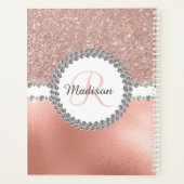 Roos Gold Bling Diamond Monogram Girly Planner (Achterkant)