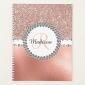 Roos Gold Bling Diamond Monogram Girly Planner (Voorkant)