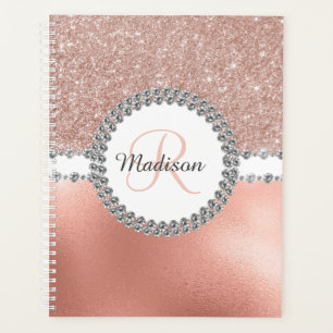 Roos Gold Bling Diamond Monogram Girly Planner