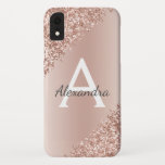 Roos Gold Bling Luxury Case-Mate iPhone Case<br><div class="desc">Roos Gold - Blush Pink Bling Ombre Sparkle en Faux Glitter Girly Modern Luxe Elegant Monogram Voornaam en Initiaal Smart Phone Case. Neem contact op met de ontwerper voor overeenkomende objecten</div>