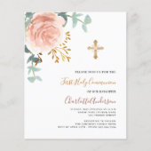 Roos Gold Bloemenbudget Eerste communie uitnodigin (Voorkant)